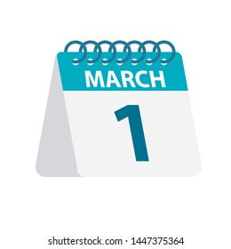 March 1 - Calendar Icon - Vector Illustration