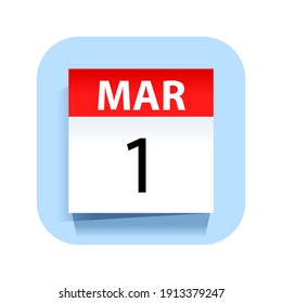 March 1. Calendar Icon. Vector Illustration.