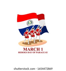March 1, Heroes day of Paraguay vector illustration. Suitable for greeting card, poster and banner. 