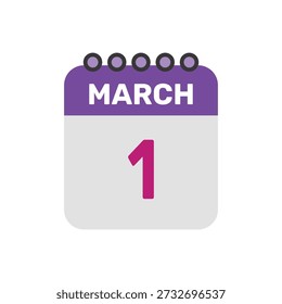 march 1 icon vector begins with colorful calendar page