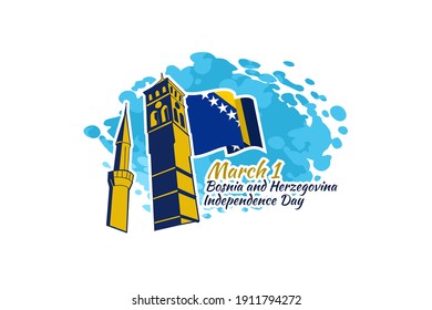 March 1, Independence day of Bosnia and Herzegovina.  vector illustration. Suitable for greeting card, poster and banner. 