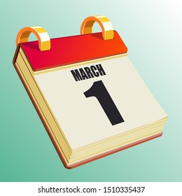 March 1 on Red Calendar