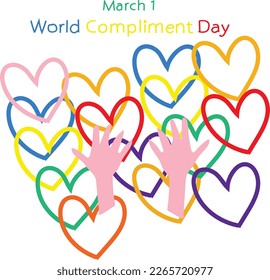 March 1 is world compliment day Vector illustration. 
Good for banner, poster, greeting card, party card, invitation, template, advertising, campaign, and social media. 
