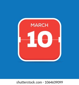 March 10 Calendar Flat Icon