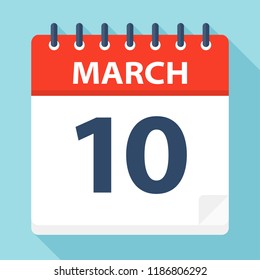 March 10 - Calendar Icon - Vector Illustration