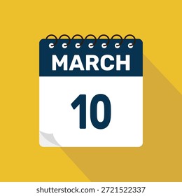 march 10 calendar icon vector illustration with design