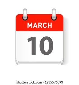 March 10 date visible on a page a day organizer calendar