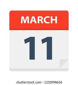 March 11 - Calendar Icon - Vector Illustration