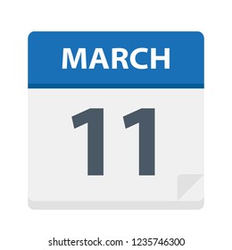 March 11 - Calendar Icon - Vector Illustration