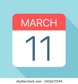 March 11 - Calendar Icon - Vector Illustration