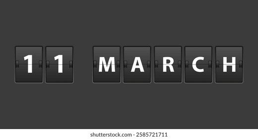 March 11 Calendar mechanical board panel letters. March Date Calendar