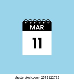 March 11 calendar reminder. 11th March Date Month calendar icon design template.
