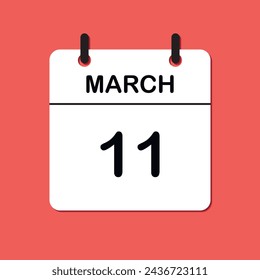 March 11. Daily Calendar icon for design. Simple design for business brochure, flyer, print media, advertisement. Easily editable.