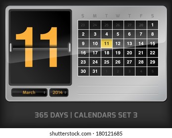 March 11 - Daily vector counter calendar - 365 days set 3