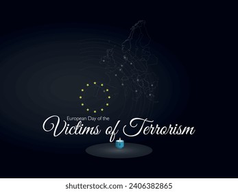 March 11 .European Day of Victims of Terrorism.european map and black ribbon .vector illustration