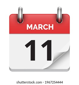 11 de marzo calendario diario plano realista fecha icono fecha vectorial imagen