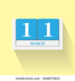 March 11. Vector flat daily calendar icon. Date and time, day, month. Holiday. Season.