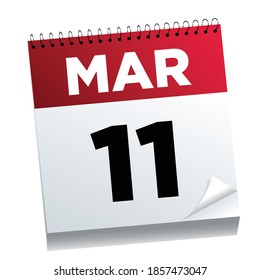 March 11th On A Calendar Page - Illustrated.