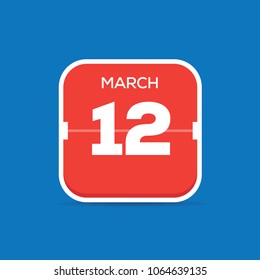 March 12 Calendar Flat Icon