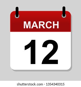 March 12 , calendar icon vector illustrstion