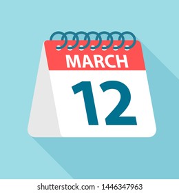 March 12 - Calendar Icon - Vector Illustration