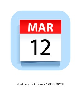 March 12. Calendar Icon. Vector Illustration.
