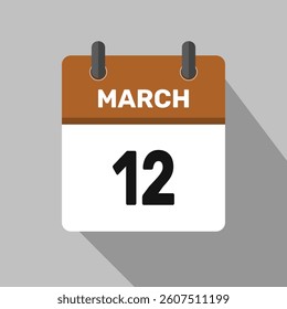 march 12 calendar icon vector month date number illustration design