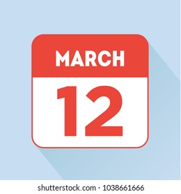 March 12 calendar red icon flat. Commonwealth Day