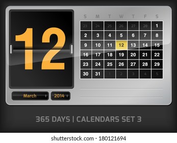 March 12 - Daily vector counter calendar - 365 days set 3