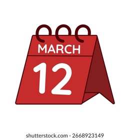 march 12 desk calendar vector on white background
Vector red calendar flat icon