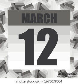 Icono del 12 de marzo. Para planificar un día importante. Cartel para fiestas y días especiales. 12 de marzo. Ilustración vectorial.