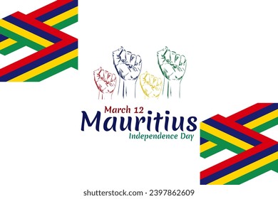 March 12, Independence Day of Mauritius vector illustration. Suitable for greeting card, poster and banner.