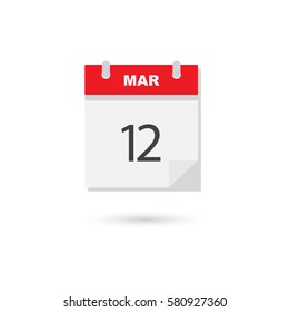 March 12, Vector flat daily calendar icon