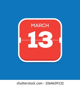 March 13 Calendar Flat Icon