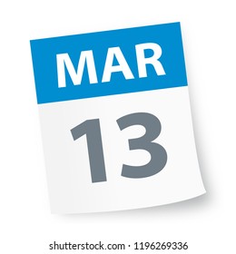 March 13 - Calendar Icon - Vector Illustration
