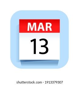 March 13. Calendar Icon. Vector Illustration.