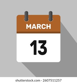 march 13 calendar icon vector month date number illustration design