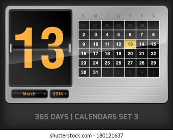 March 13 - Daily vector counter calendar - 365 days set 3