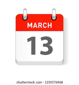 March 13 date visible on a page a day organizer calendar