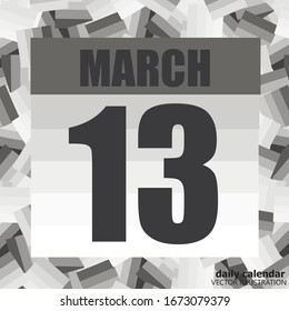 March 13 icon. For planning important day. Banner for holidays and special days. March 13th. Vector Illustration.