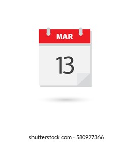 March 13, Vector flat daily calendar icon