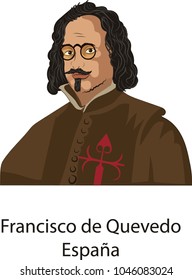 March, 14, 2018,Illustration vector isolated of Francisco Quevedo, Spain writer