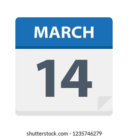 March 14 - Calendar Icon - Vector Illustration