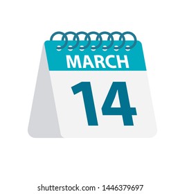 March 14 - Calendar Icon - Vector Illustration