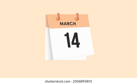 14. März - Kalender und Zeitplaner. Erinnerung an das Symbol des Tageskalenders. Vektorgrafik.