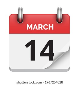 March 14 flat daily realistic calendar icon date vector image