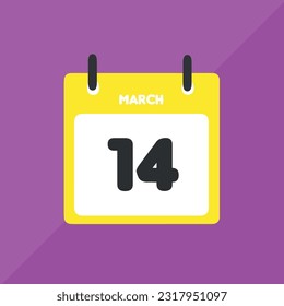 marzo 14 calendario de iconos vectoriales Fecha, día y mes Ilustración vectorial, fondo colorido.