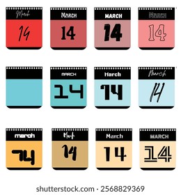 March 14th Calendar Designs: Typography Variations
