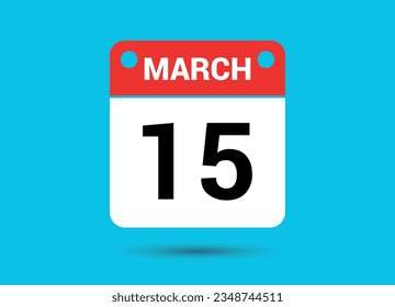 March 15 Calendar Date Flat Icon Day 15 Vector Illustration