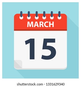 March 15 - Calendar Icon - Calendar design template - Business vector illustration.